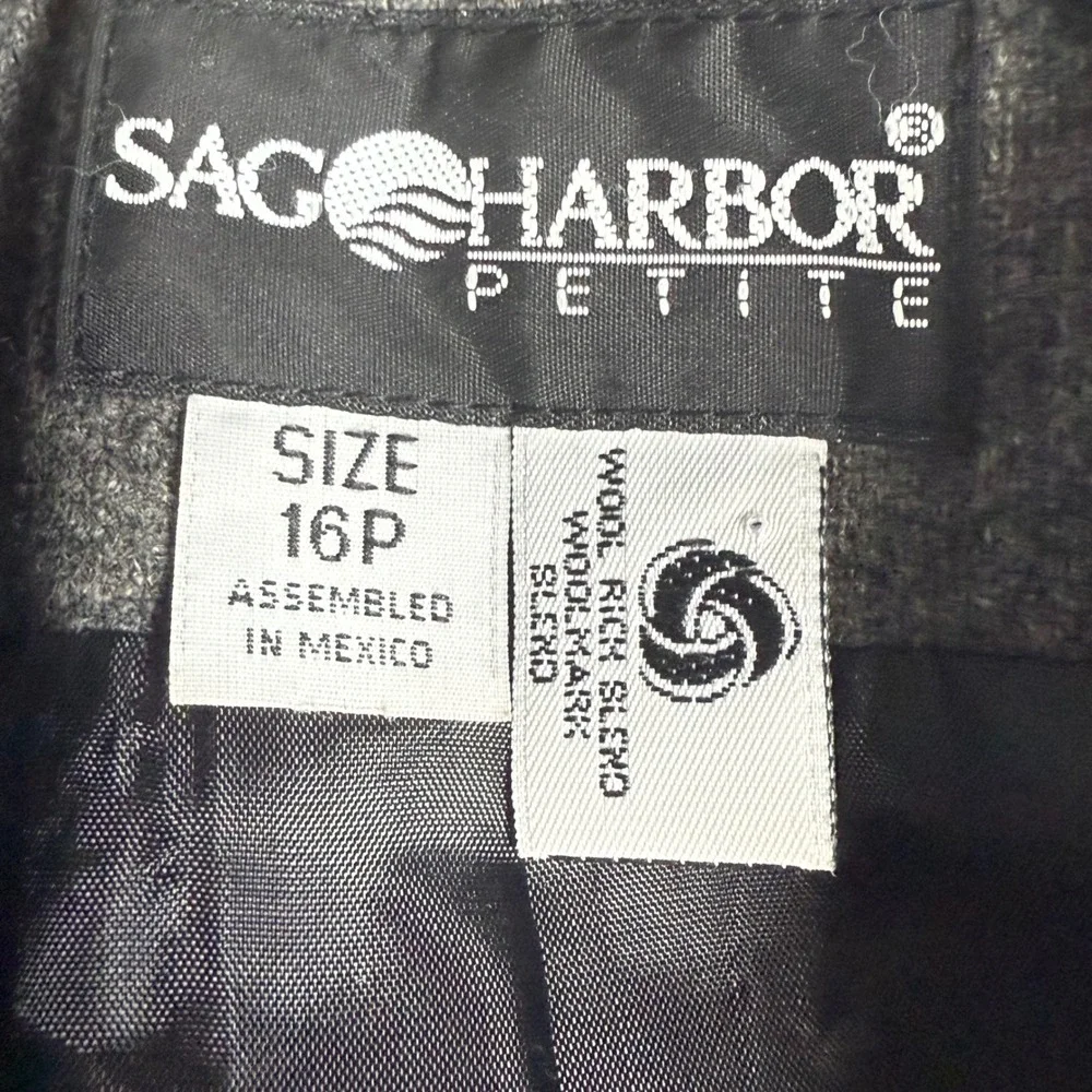Sag Harbor Petite Blazer Gray‎ Wool Blend Career Jacket / Blazer Womens 16P